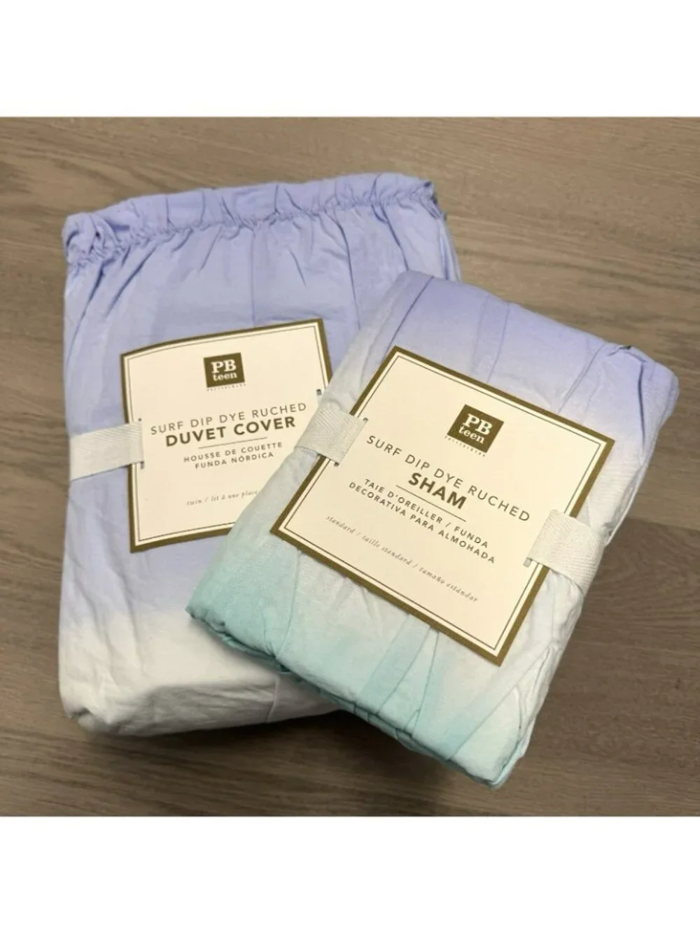 Pottery Barn Teen Surf Dip Dye Ruched Duvet Cover TWIN & 1 Sham Set NWT